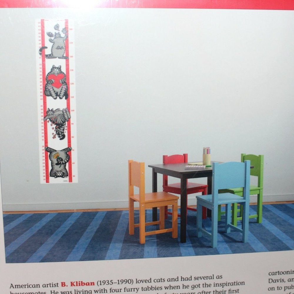 B. Kliban Child Kids Wall Growth Chart White Red Cats Stickers 11" x 48" Sealed - Picture 8 of 9